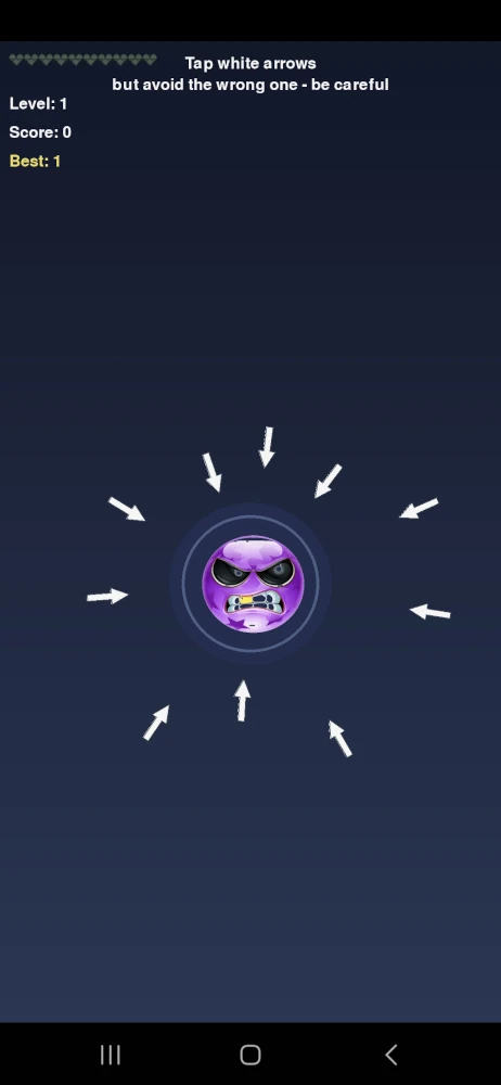 Save Bob Python mobile game gameplay showing touch-controlled arrows and central character on Android using Pydroid 3
