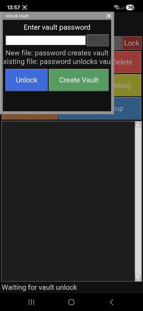 Python mobile 2FA app TOTP manager interface running on Android using Pydroid 3